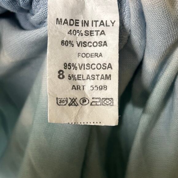 Gabriella Made in Italy Dress Midi Size M Blue Tie Dye Sheer Flowy Asymmetric - Picture 5 of 7